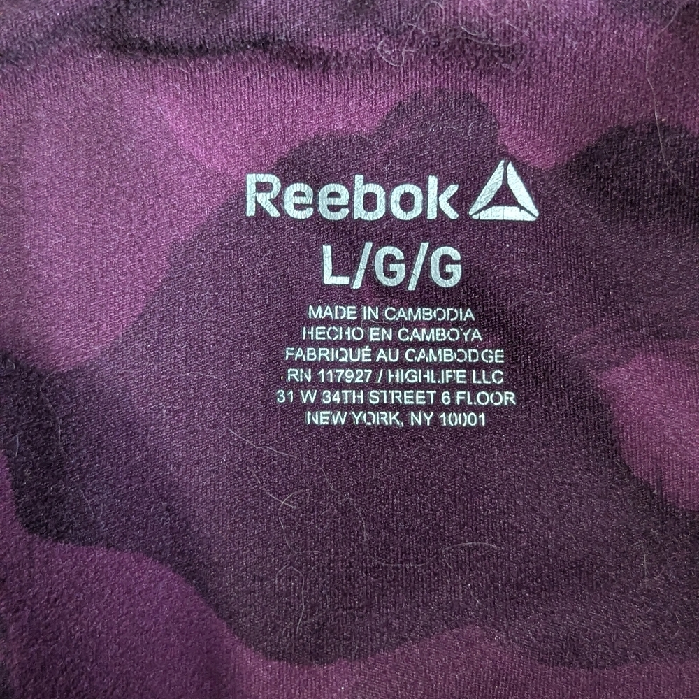 Reebok High Rise Women's Large‎ Purple Camo Leggings With Pockets - Picture 4 of 5